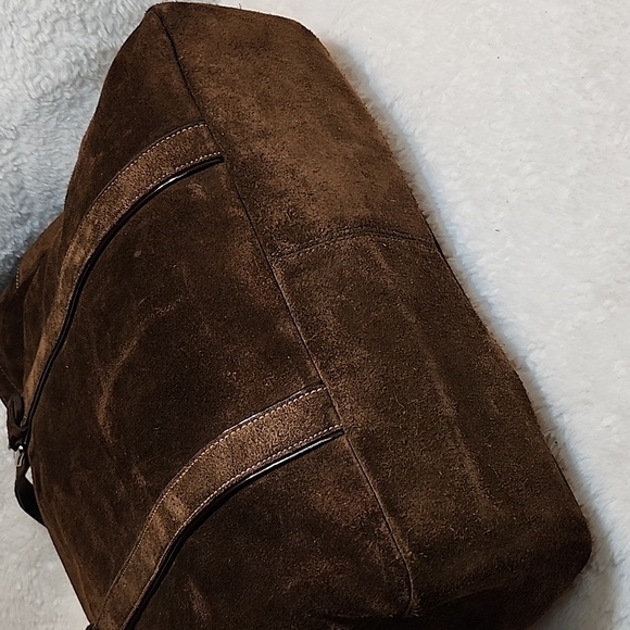 Coach Y2K Chocolate  Hampton Double Strap Suede Tote Brown Expresso Bag - Picture 11 of 16